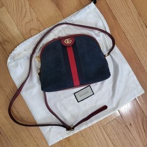 GUCCI Ophidia gold GG Marmont logo blue SUEDE red Leather crossbody Shoulder Bag